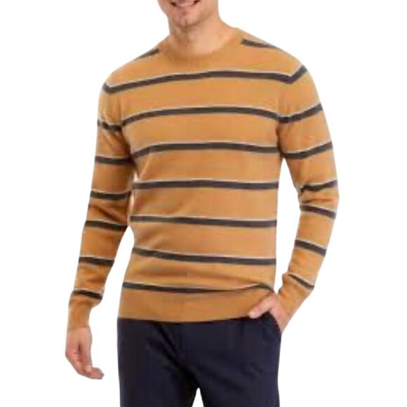 Magaschoni Men's Stripe Cashmere Brown Sweater Size S